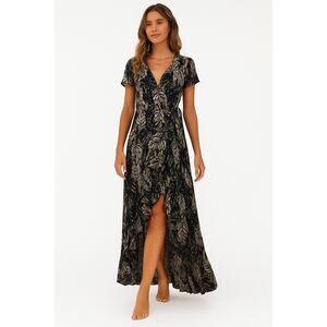 One Season Australia Palm Print Wrap Dress